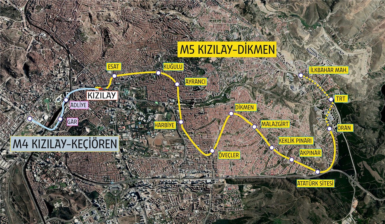 M5 Kızılay-Dikmen Metro Projesi Hatları